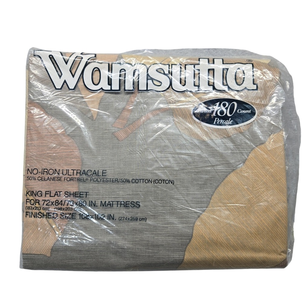 Vintage Wamsutta King Flat Sheet Key West 180 Count Percale No Iron‎ New Bedding